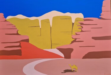 Картина под названием "Wadi Rum" - Emilie Chêne, Подлинное произведение искусства, Акрил Установлен на Деревянная рама для н…