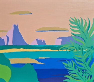 Painting titled "Formentera" by Emilie Chêne, Original Artwork, Acrylic Mounted on Wood Stretcher frame