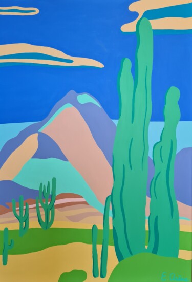 Pittura intitolato "Carretera de Baja,…" da Emilie Chêne, Opera d'arte originale, Acrilico Montato su Telaio per barella in…