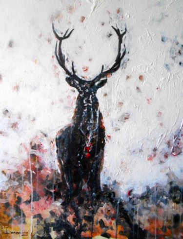 Painting titled "Cerf" by Lorenz, Original Artwork, Acrylic