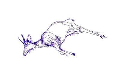 Dessin intitulée "Etude pour le cerf…" par Lorenz, Œuvre d'art originale, Crayon