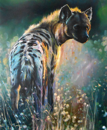 Peinture intitulée "Hyene tachetée" par Lorenz, Œuvre d'art originale, Acrylique