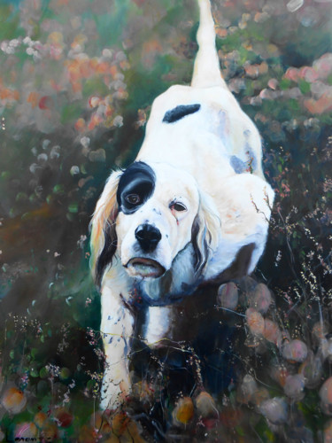 Painting titled "Chien de chasse" by Lorenz, Original Artwork, Acrylic