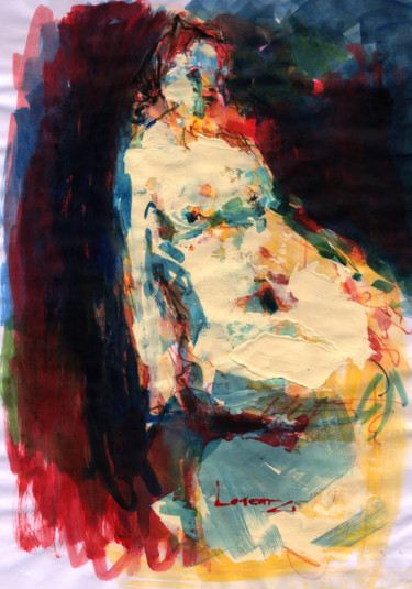 Peinture intitulée "Femme assise" par Lorenz, Œuvre d'art originale, Acrylique