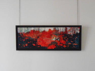 Painting titled "Paysage imaginaire" by Lorenz, Original Artwork, Acrylic Mounted on Wood Stretcher frame