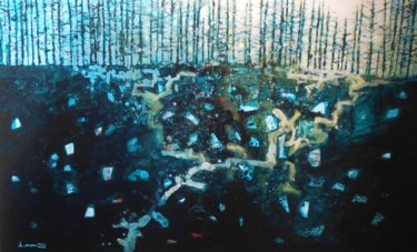 Malarstwo zatytułowany „Forêt” autorstwa Lorenz, Oryginalna praca, Akryl Zamontowany na Drewniana rama noszy