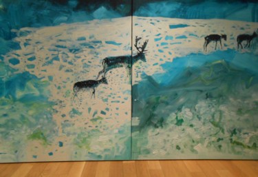 Peinture intitulée "Les cerfs captifs" par Lorenz, Œuvre d'art originale, Acrylique Monté sur Châssis en bois