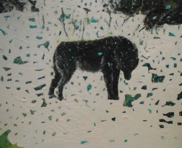 Peinture intitulée "Loup noir" par Lorenz, Œuvre d'art originale, Acrylique Monté sur Châssis en bois