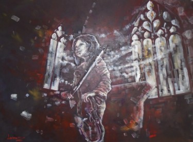 Painting titled "Violoniste" by Lorenz, Original Artwork, Acrylic Mounted on Wood Stretcher frame