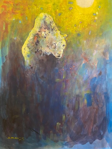 Painting titled "Le guépard" by Lorenz, Original Artwork, Acrylic