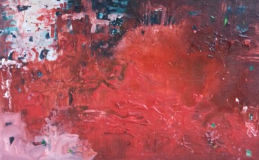 Pittura intitolato "Abstraction rouge" da Lorenz, Opera d'arte originale, Acrilico Montato su Telaio per barella in legno