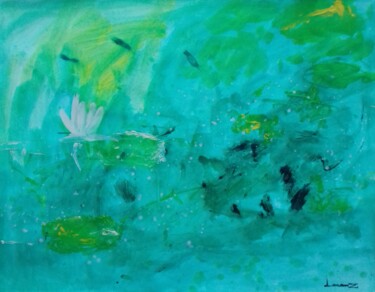 Картина под названием "Nymphéas vert" - Lorenz, Подлинное произведение искусства, Акрил