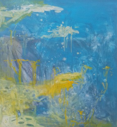 Картина под названием "Nymphéas bleu ciel I" - Lorenz, Подлинное произведение искусства, Масло