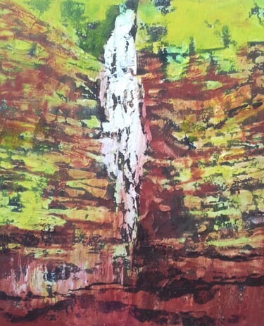 Painting titled "Cascade" by Lorenz, Original Artwork, Oil Mounted on Wood Stretcher frame