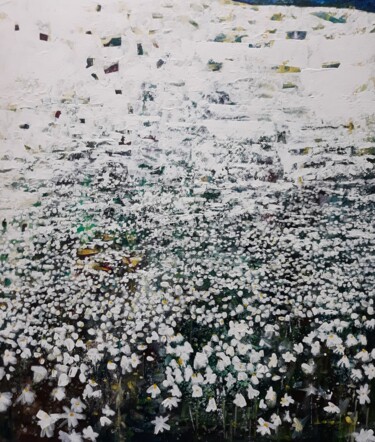 Картина под названием "Espace et fleurs" - Lorenz, Подлинное произведение искусства, Акрил Установлен на Деревянная рама для…