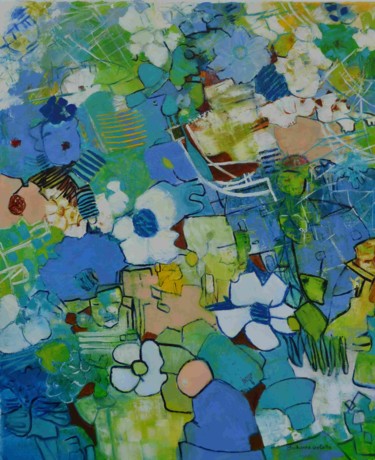 Pintura titulada "le jardin des horte…" por Emilienne Gobatto, Obra de arte original, Oleo Montado en Bastidor de camilla de…