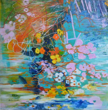 La marionnette et le printemps Peinture intitulée "La marionnette et l…" par Emilienne Gobatto, Œuvre d'art originale, Huile Monté sur Châssis