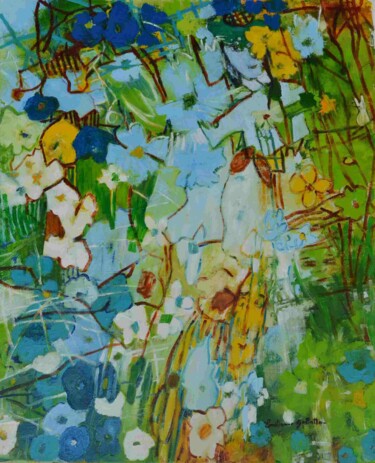 Peinture intitulée "PAR LES SOIRS BLEUS…" par Emilienne Gobatto, Œuvre d'art originale, Huile Monté sur Châssis en bois
