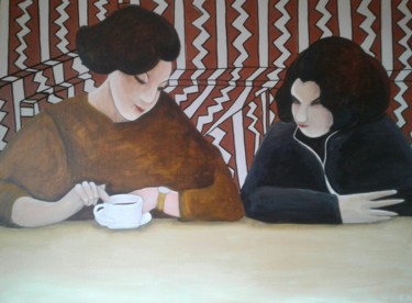 Painting titled "PAUSE CAFE" by Emilie Rousset, Original Artwork, Acrylic