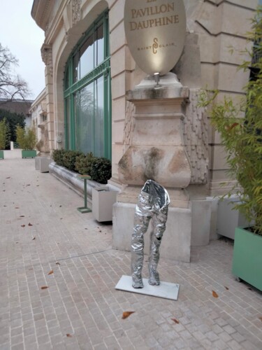 Skulptur mit dem Titel "Sculpture métal jean" von Emilio Mortini, Original-Kunstwerk, Metalle