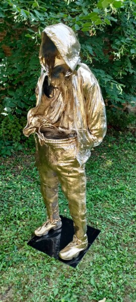 Sculpture titled "street man" by Emilio Mortini, Original Artwork, Aluminium