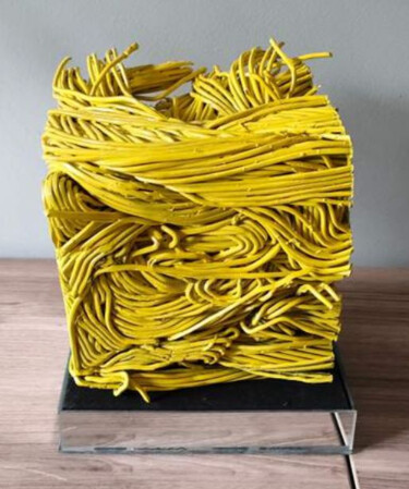 Escultura titulada "compression fil hom…" por Emilio Mortini, Obra de arte original, Acero inoxidable