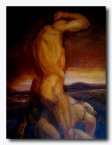Malarstwo zatytułowany „abel-and-cain-50x10…” autorstwa Emilio Paintings, Oryginalna praca, Olej