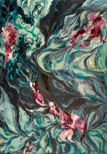 Картина под названием "emerald mist" - Emilia Michałowska, Подлинное произведение искусства, Акрил