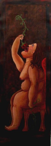 Painting titled "Crimson Gluttony" by Elisha Miller, Original Artwork, Oil