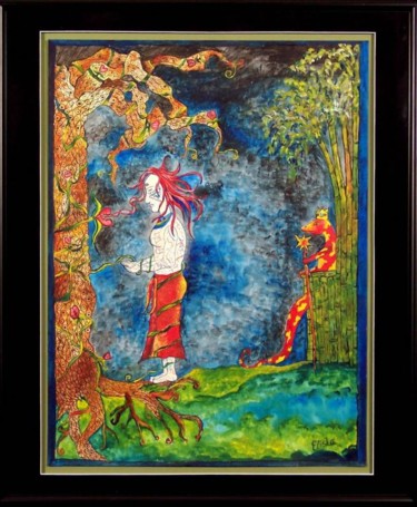 Painting titled "Ayahuasca Logos" by Elisha Miller, Original Artwork, Oil