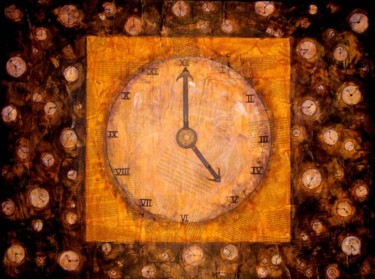 Painting titled "A Man Set The Clock" by Elisha Miller, Original Artwork, Oil