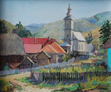 Painting titled "Village Shrine" by Emil Pascalau, Original Artwork