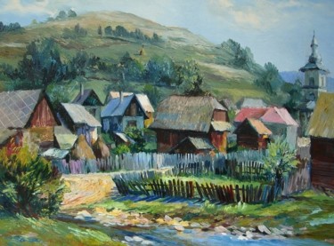 Painting titled "The Village" by Emil Pascalau, Original Artwork