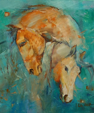 Painting titled "protectie" by Emily Ardelean, Original Artwork, Oil