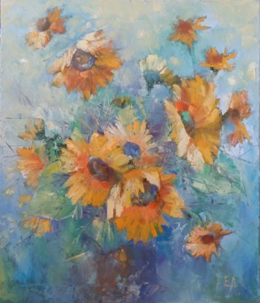 Painting titled "floarea soarelui" by Emily Ardelean, Original Artwork, Oil