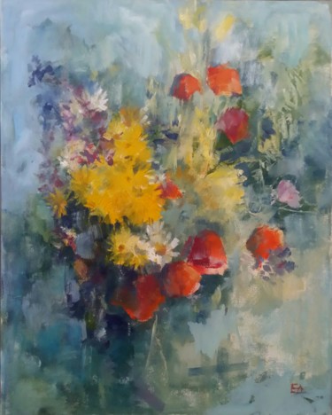 Pintura intitulada "Flori de camp" por Emily Ardelean, Obras de arte originais, Óleo