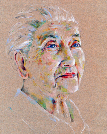 Dibujo titulada "Old lady" por Emily Coubard (Mil.), Obra de arte original, Lápiz