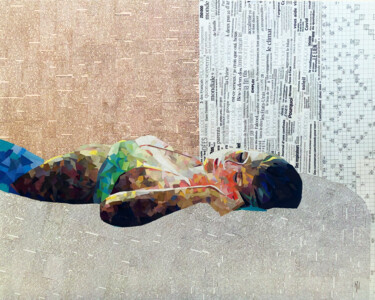 Collages intitulée "le confinement" par Emily Coubard (Mil.), Œuvre d'art originale, Collages Monté sur Châssis en bois