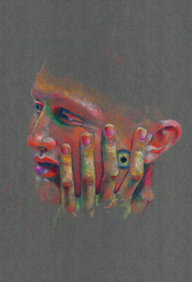 Dessin intitulée "Le penseur" par Emily Coubard (Mil.), Œuvre d'art originale, Crayon