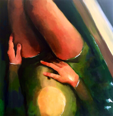 Schilderij getiteld "Le bain" door Emily Coubard (Mil.), Origineel Kunstwerk, Acryl Gemonteerd op Frame voor houten brancard