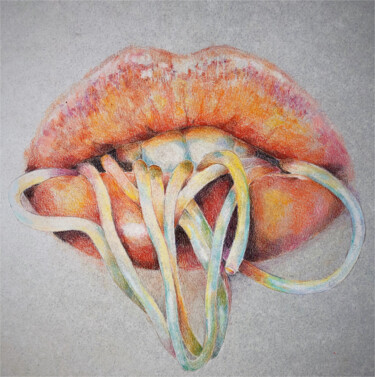 Drawing titled "Bouche" by Emily Coubard (Mil.), Original Artwork, Pencil