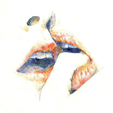 Drawing titled "le baiser" by Emily Coubard (Mil.), Original Artwork, Pencil