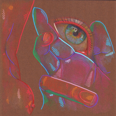 Dessin intitulée "Taper dans l'oeil" par Emily Coubard (Mil.), Œuvre d'art originale, Crayon
