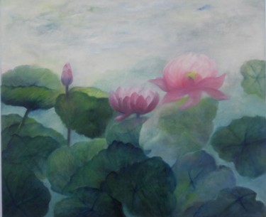 Peinture intitulée "Lotus" par Emily Helstroffer, Œuvre d'art originale, Huile
