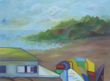Peinture intitulée "Maison au bord de m…" par Emily Helstroffer, Œuvre d'art originale, Acrylique