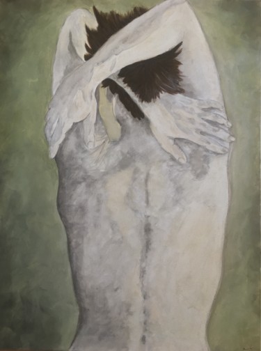 Painting titled "Femme oiseau" by Emily Moitie, Original Artwork, Oil