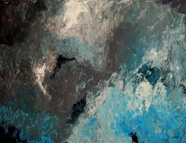 Painting titled "Abstract Grey" by Emily Starck, Original Artwork, Oil Mounted on Wood Stretcher frame