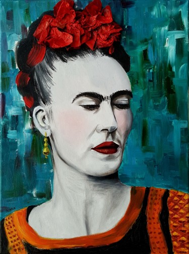 Malerei mit dem Titel "Frida Kahlo" von Emily Starck, Original-Kunstwerk, Öl Auf Keilrahmen aus Holz montiert