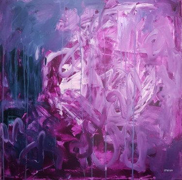 Painting titled "Purple monochromia" by Emily Starck, Original Artwork, Acrylic Mounted on Wood Stretcher frame