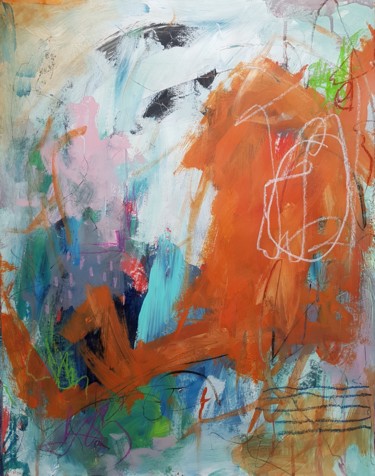 Painting titled "Orange path" by Emily Starck, Original Artwork, Acrylic